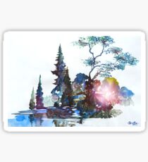 Watercolor Forest and Pond Sticker