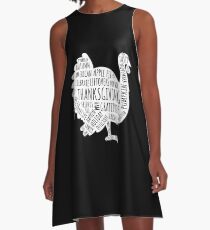 Vintage Thanksgiving Words Turkey T-Shirt Thanksgiving Shirt A-Line Dress