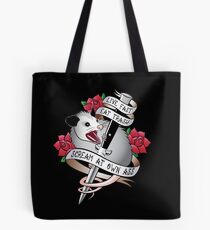 Opossum tattoo: Live fast, eat trash, scream at own ass. Tote Bag