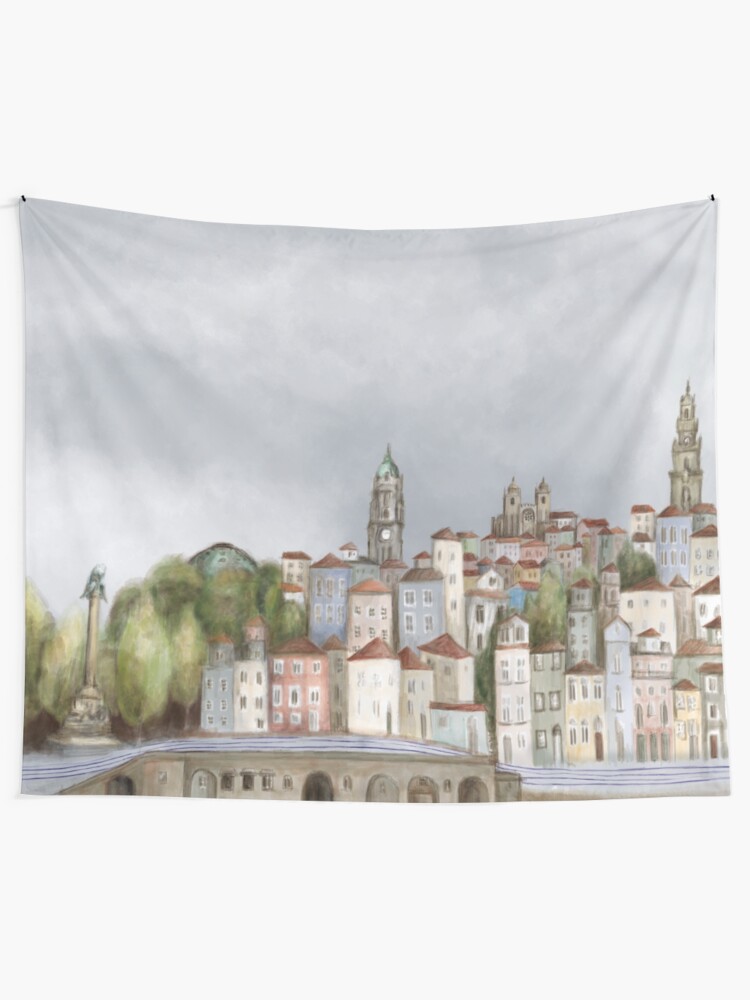 Alternate view of Porto landscape Tapestry