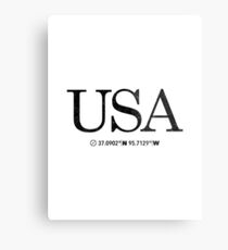 USA United States of America Coordinates Artwork Longitude & Latitude Metal Print