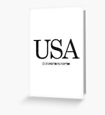 USA United States of America Coordinates Artwork Longitude & Latitude Greeting Card