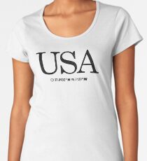 USA United States of America Coordinates Artwork Longitude & Latitude Women's Premium T-Shirt