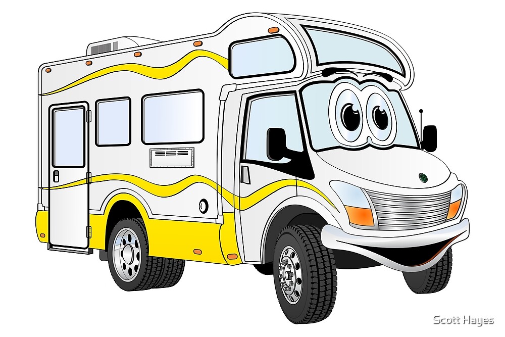 "Yellow Camper Cartoon" by Scott Hayes | Redbubble