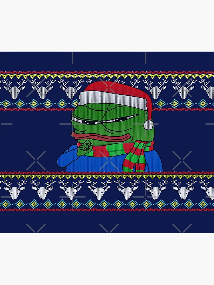 Smug Apu Apustaja Christmas Card Rare Pepe the frog PepeTheFrog knitted deer patterns, with Santa Claus Hat and winter scarf HD HIGH QUALITY by iresist