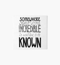 Somewhere Something Incredible Is Waiting To Be Known Art Board