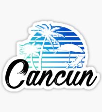 Cancun Mexico Beach Palm Tree Design Party Destination Gift Sticker