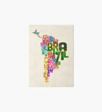Typography Map of Central and South America Art Board