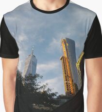 yellow, sky, travel, airplane, outdoors, city, business, technology, architecture, vertical, color image, New York City, USA Graphic T-Shirt