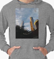 yellow, sky, travel, airplane, outdoors, city, business, technology, architecture, vertical, color image, New York City, USA Lightweight Hoodie