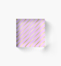 Lilac and Gold Diagonal Lines Acrylic Block