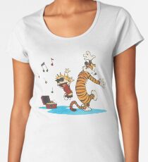 calvin and hobbes dancing with music Women's Premium T-Shirt