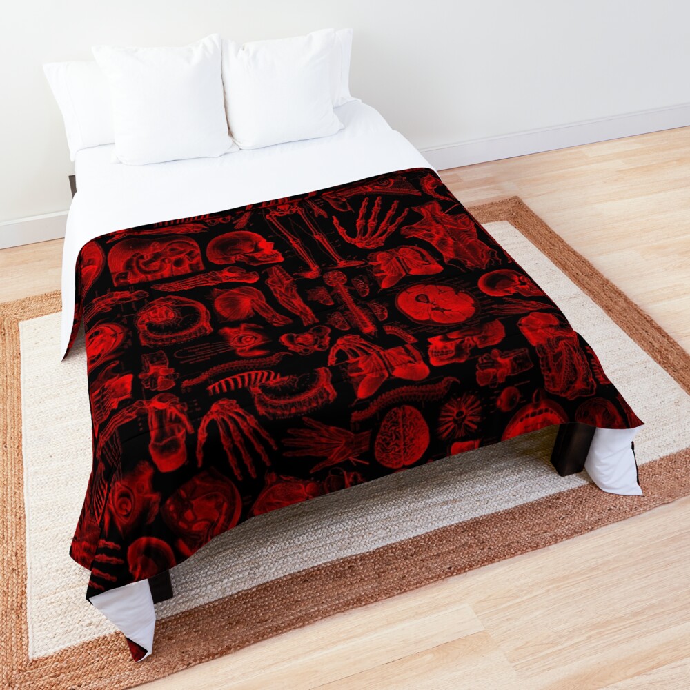 Black and Red Human Anatomy Print Comforter