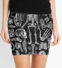 Human Anatomy Black Print Mini Skirt