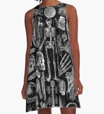Human Anatomy Black Print A-Line Dress