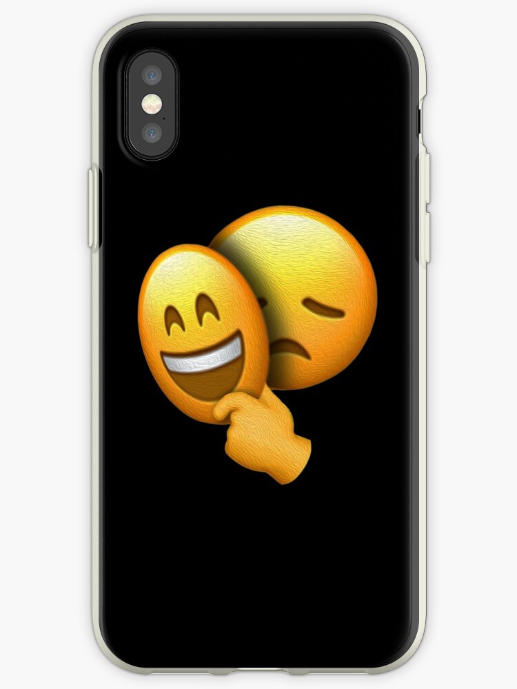 Funda Y Vinilo Para Iphone Emoji Cara Triste Bajo Máscara Feliz De