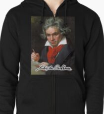 Ludwig van Beethoven, deutscher Komponist und Pianist. Portrait, auf Schwarz Hoodie mit Reißverschluss