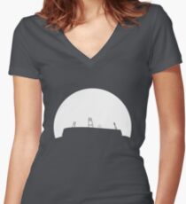 Bremen football stadium in the sunset Women's Fitted V-Neck T-Shirt
