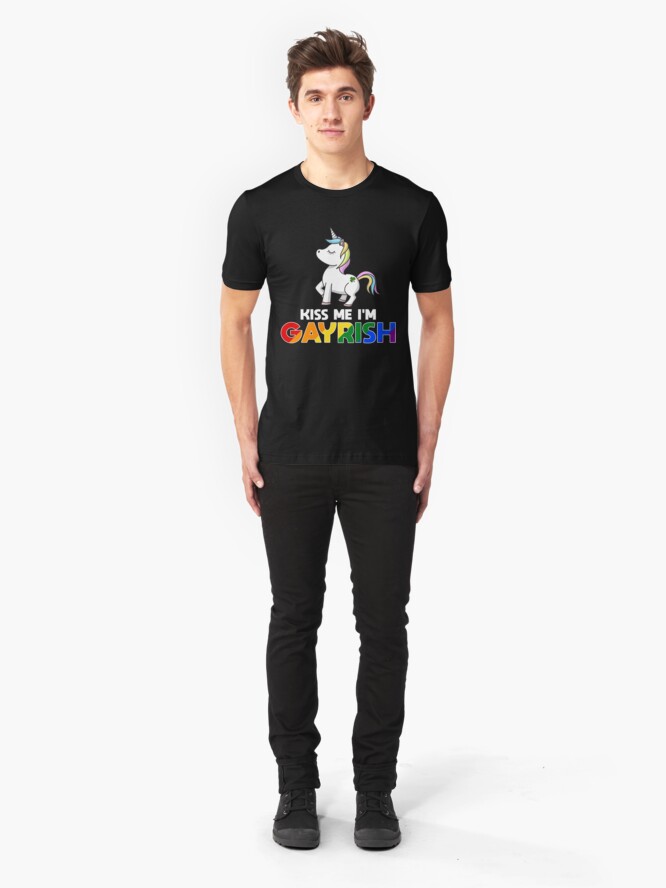 Alternative Ansicht von Kiss Me I'm Gayrish LGBT Unicorn - LGBT Pride Month Gift Slim Fit T-Shirt