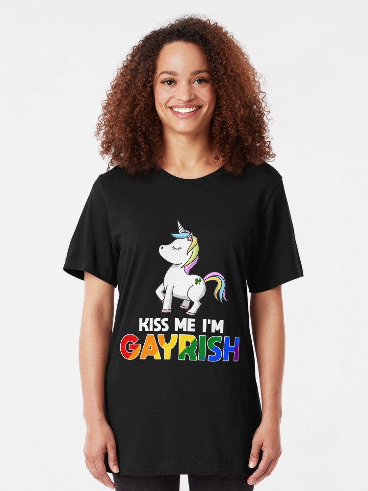 Alternative Ansicht von Kiss Me I'm Gayrish LGBT Unicorn - LGBT Pride Month Gift Slim Fit T-Shirt
