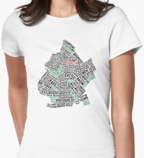 Brooklyn New York Typografie Karte Tailliertes T-Shirt für Frauen