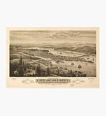 Birdys Eye View von Olympia, East Olympia und Tumwater, Puget Sound, Bundesstaat Washington (1879) Fotodruck