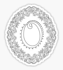 Letter O Black And White Wreath Monogram Initial Sticker