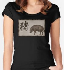 Chinese Zodiac Boar Women's Fitted Scoop T-Shirt