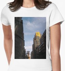 #sky, #architecture, #business, #city, #outdoors, #technology, #modern, #vertical, #colorimage, #NewYorkCity, #USA, #americanculture Women's Fitted T-Shirt
