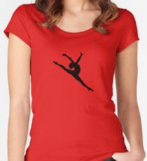 Split Leap Dancer Silhouette Women's Fitted Scoop T-Shirt