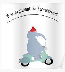 Funny elephants on vespa, speedy Poster