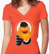 The head of mascot Gritty the Flyers Women's Fitted V-Neck T-Shirt
