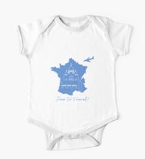 Map of France, bridge, tower, basilica, plane. One Piece - Short Sleeve