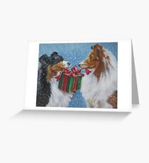 Shetland Sheepdog Christmas Fine Art Painting Greeting Card