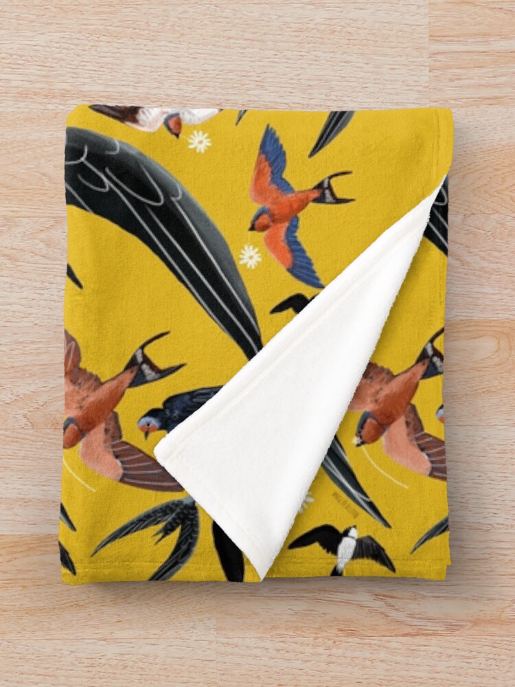 Vista alternativa de Manta Swallows and swift pattern (Yellow)