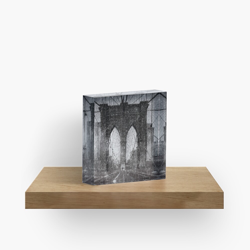 Brooklyn Bridge Snow Day Acrylic Block