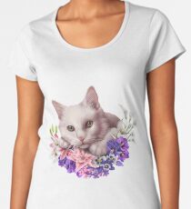 Snowy Flower Kitten Women's Premium T-Shirt