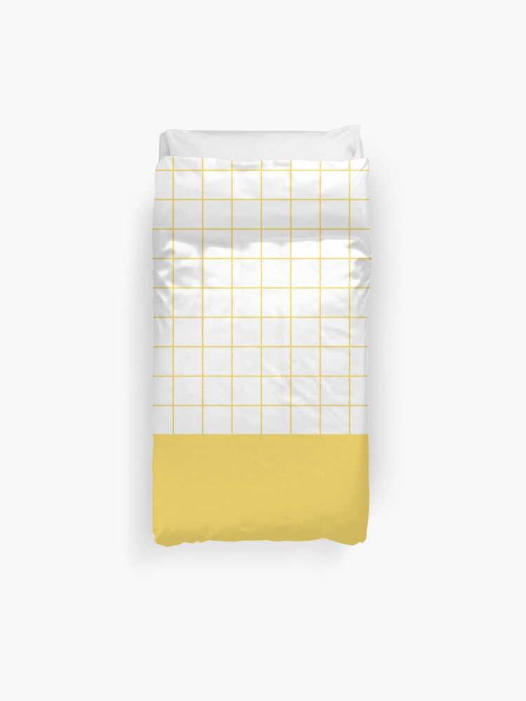 Mustard Yellow Grid On White Above Mustard Yellow Duvet Cover By