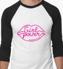 Girl Power Kiss Cool Woman Feminist Movement Gift Men's Baseball ¾ T-Shirt