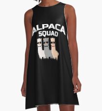 Alpaka-Gruppe LLama Zoo Farm Animal Geschenk A-Linien Kleid