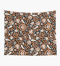 Day of the Dead Cat and Pattern Wall Tapestry