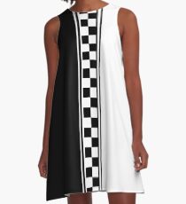 Stylish black and white ska inspired v2 A-Line Dress