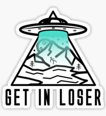 Retro Vintage Get In Loser Alien Gift Funny Design Sticker