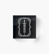 Bloque acrílico Espada de dados poliédricos enmarcada de Dungeon Armory