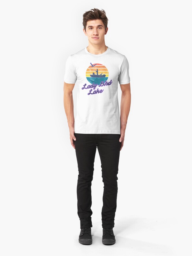 Alternate view of Lady Bird Lake Austin Texas USA America Great Lakes Fishing Trips Sail Boat T-Shirt & Gifts Slim Fit T-Shirt