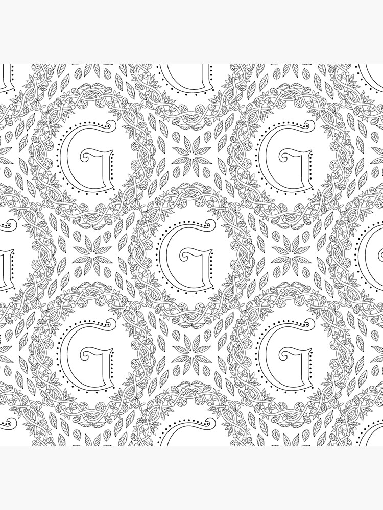 Letter G Black And White Wreath Monogram Initial by theartofvikki