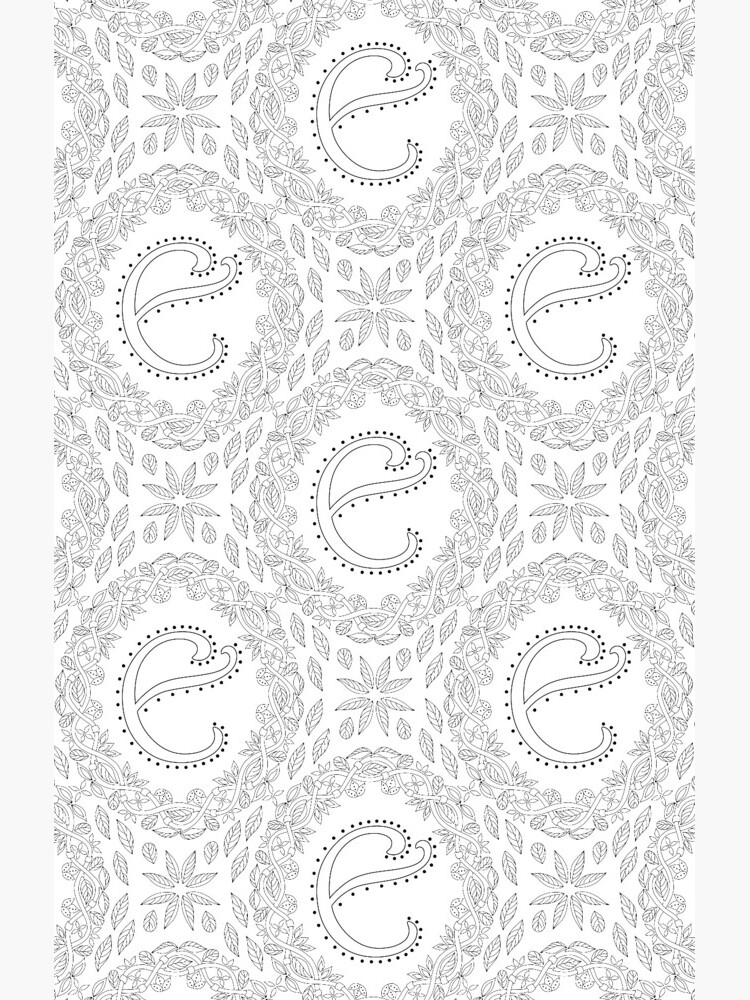 Letter E Black And White Wreath Monogram Initial by theartofvikki