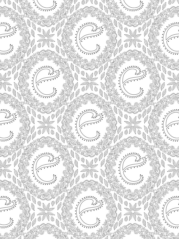 Letter E Black And White Wreath Monogram Initial by theartofvikki