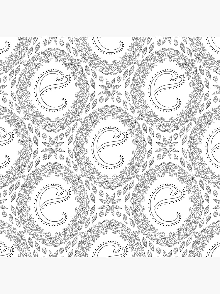 Letter E Black And White Wreath Monogram Initial by theartofvikki
