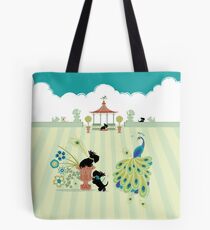 Scotties and Peacocks – Copyright © Bonnie Portraits Tote Bag